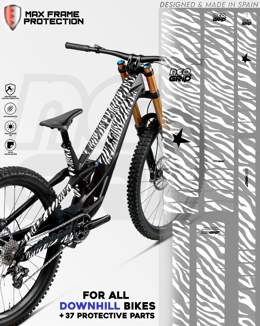 Kit Protector de Cuadro "Zebra" Blanco — Bici de Descenso