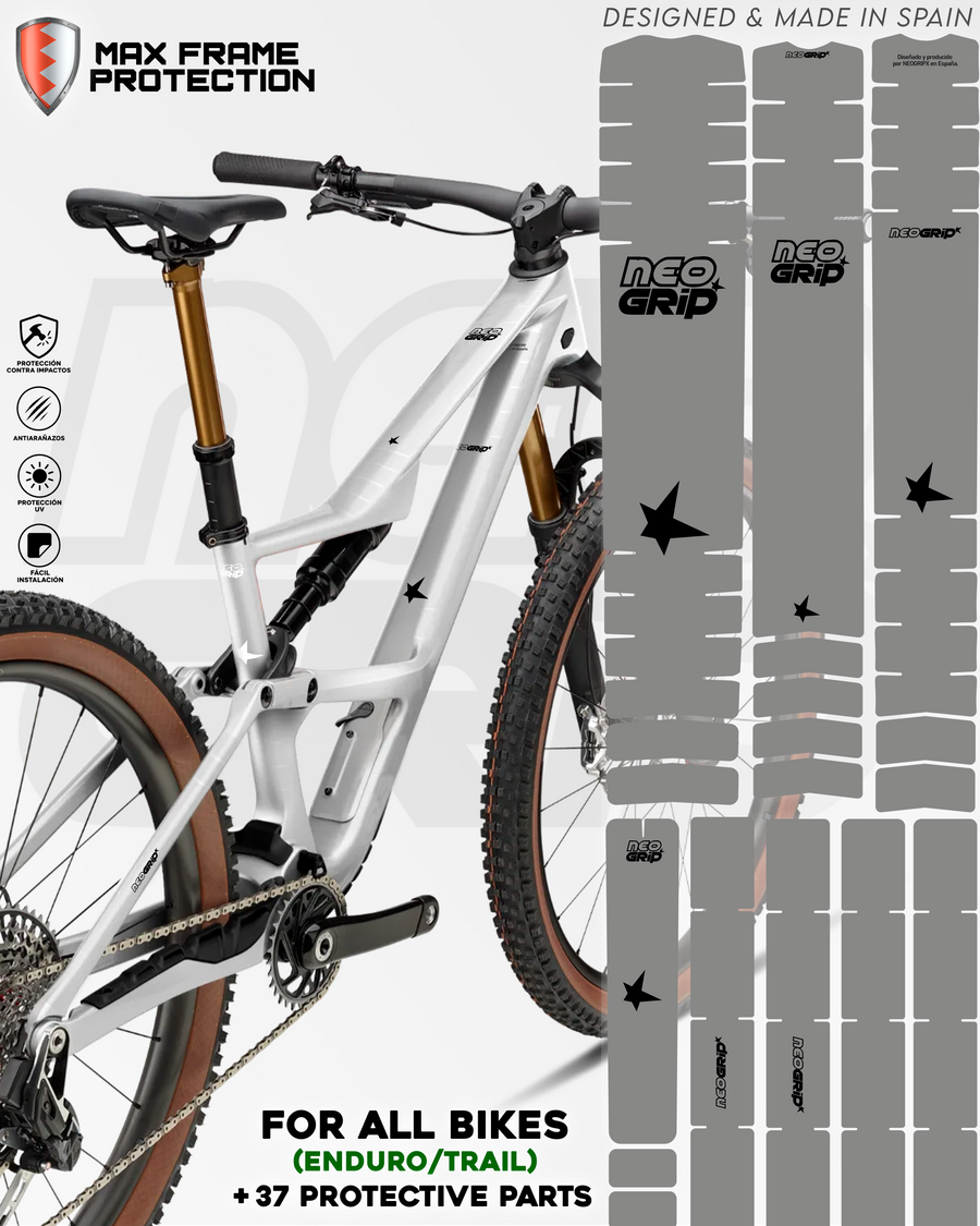Kit Protector de Cuadro Transparente (Logo Negro) — Bici de Enduro/Trail